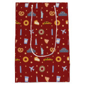 Feestelijke New York City Patroon Kerst rood Medium Cadeauzakje (Achterkant)