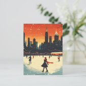 Feestelijke New Yorkse schaatsbaan met kerst Briefkaart (Staand voorkant)