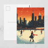 Feestelijke New Yorkse schaatsbaan met kerst Briefkaart (Voorkant / Achterkant)