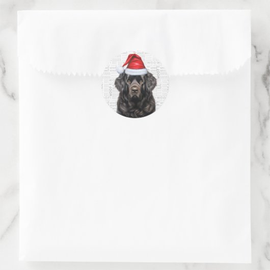 Feestelijke Newfoundland Woof Word Art Christmas Ronde Sticker (Tas)