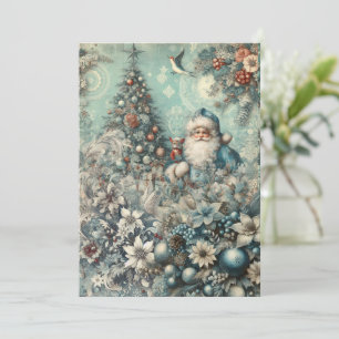 Feestelijke Niet-Foto Vintage Kerstman Kerstkaart