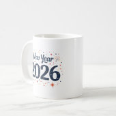 Feestelijke Nieuwjaar 2026 mok met sterren en vuur (Voorkant links)