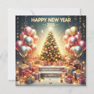 Feestelijke Nieuwjaarskaart 2025 Vrolijke Viering Feestdagenkaart