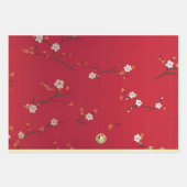 Feestelijke nieuwjaarskeizer rode kersenbloesem inpakpapier vel (Voorkant)