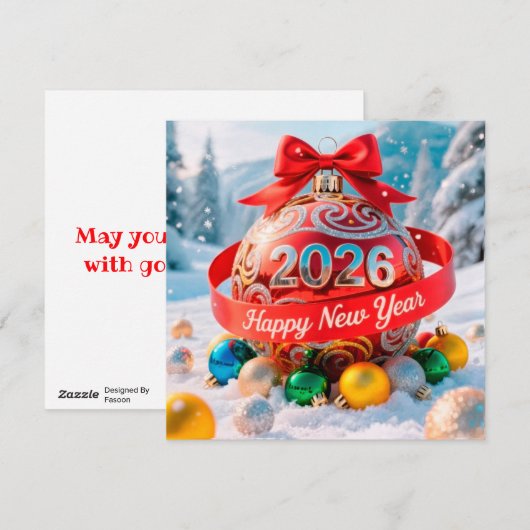 Feestelijke Nieuwjaarsvakantie 2026 Feestdagenkaart (Voorkant / Achterkant)