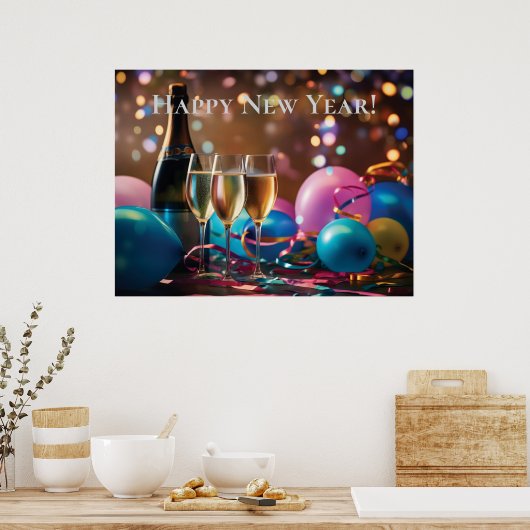 Feestelijke Nieuwjaarsviering - aanpasbare tekst Poster (Keuken)