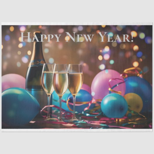 Feestelijke Nieuwjaarsviering - aanpasbare tekst Tissuepapier (Voorkant)