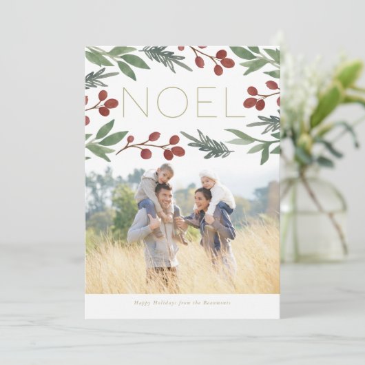 Feestelijke Noel, Kerst Fotokaart Kaart (Staand voorkant)