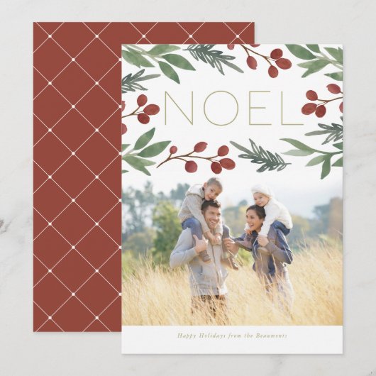 Feestelijke Noel, Kerst Fotokaart Kaart (Voorkant / Achterkant)