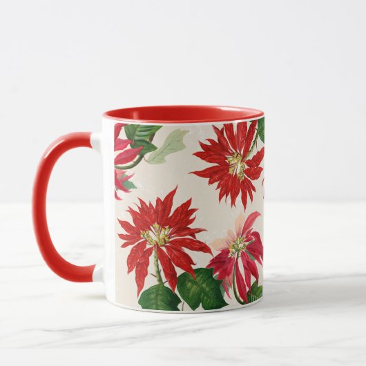 Feestelijke Noel Poinsettia Floral Mok (Links)