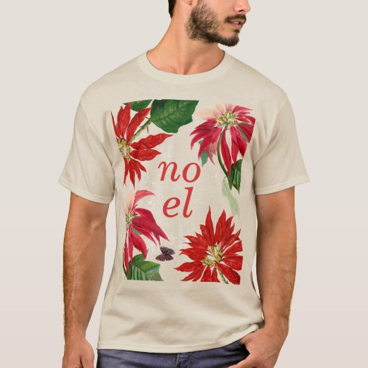 Feestelijke Noel Poinsettia Floral T-shirt (Voorkant)