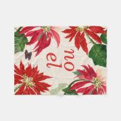 Feestelijke Noel Waterverf Poinsettia Floral Fleece Deken (Voorkant (Horizontaal))