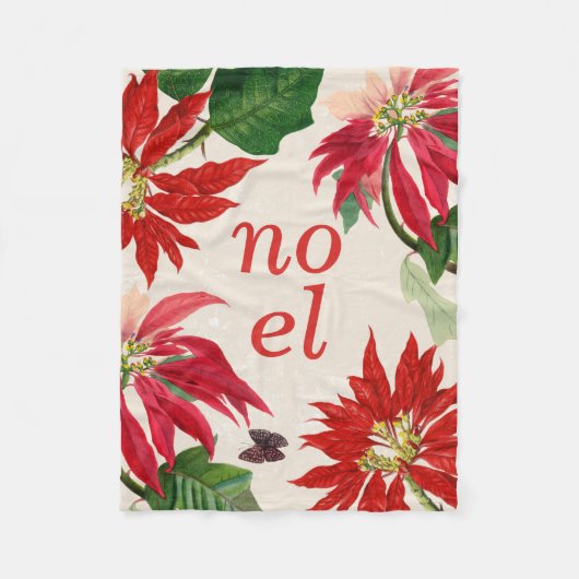 Feestelijke Noel Waterverf Poinsettia Floral Fleece Deken (Voorkant)