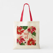 Feestelijke Noel Waterverf Poinsettia Floral Tote Bag (Achterkant)