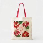 Feestelijke Noel Waterverf Poinsettia Floral Tote Bag (Voorkant)
