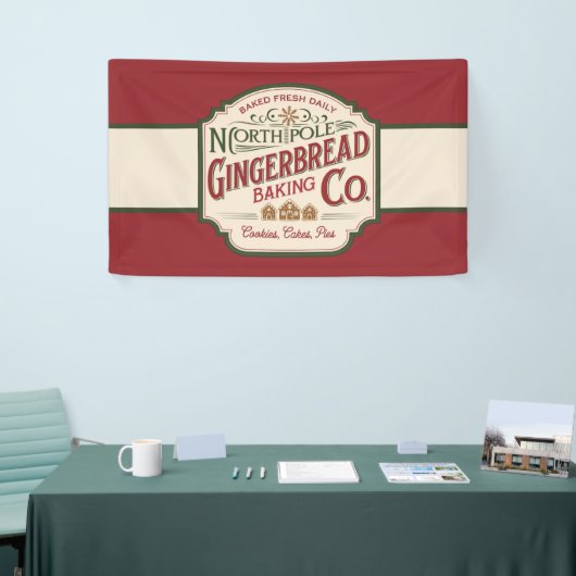 Feestelijke Noordpool Gingerbread bakbedrijf Spandoek (Beurs)