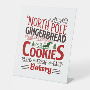 feestelijke Noordpool kerstkrans bakkerij Reclamebord Met Voetstuk