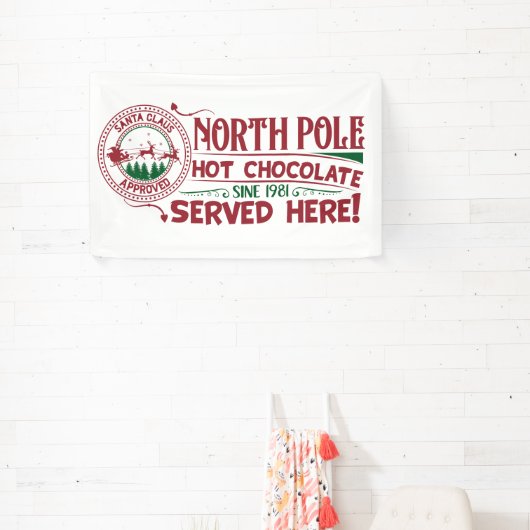 Feestelijke Noordpool warme chocolademelk Spandoek (Insitu)