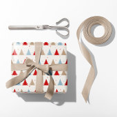 Feestelijke Noordse kerstbomen - Rood, Blauw & Bei Cadeaupapier