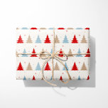 Feestelijke Noordse kerstbomen - Rood, Blauw & Bei Cadeaupapier<br><div class="desc">Wikkel je cadeaus in feestelijke charme met dit op Scandinavië geïnspireerde kerstboominpakpapier. Met een speelse mix van rode, blauwe en beige bomen versierd met delicate sneeuwvlokken, brengt dit ontwerp een gezellige en moderne Scandinavische touch aan uw vakantiefeesten. De zachte, gebroken witte achtergrond benadrukt de gedurfde boomsilhouetten en creëert een perfecte...</div>