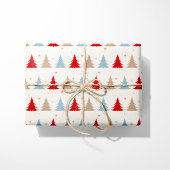 Feestelijke Noordse kerstbomen - Rood, Blauw & Bei Cadeaupapier