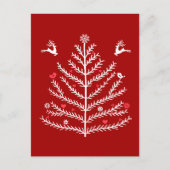 feestelijke noordse kerstboom donkerrood feestdagenkaart (Voorkant)