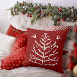 feestelijke noordse kerstboom donkerrood kussen