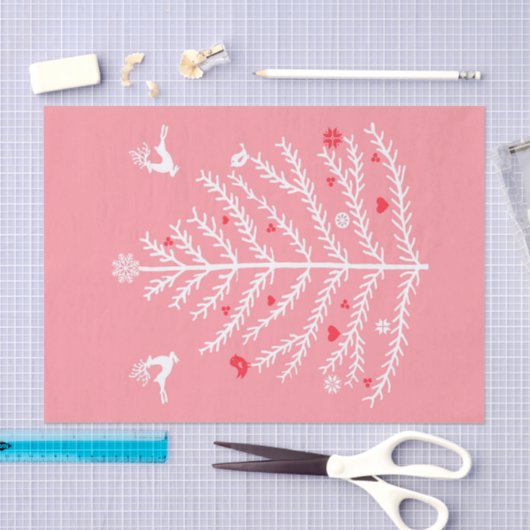 feestelijke noordse kerstboom - roze roze tissuepapier (Craft)