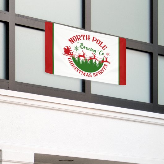 Feestelijke North Pole Brewing Company Spandoek (Buitenkant Gebouw)