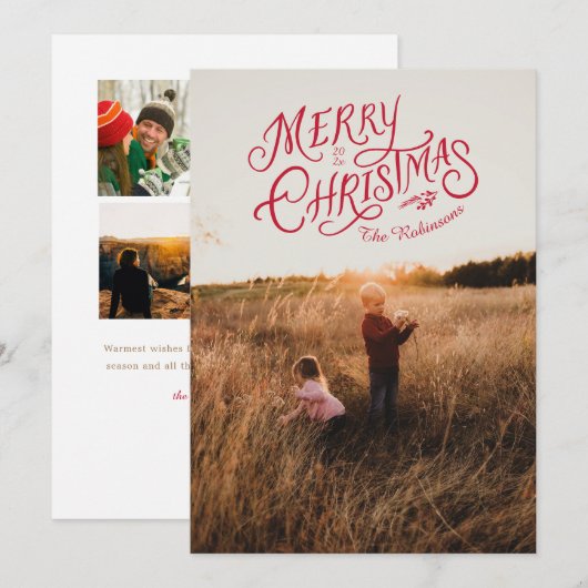 Feestelijke Nostalgie Prettig Kerstmis Fotokaart Feestdagenkaart (Voorkant / Achterkant)