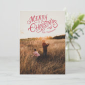 Feestelijke Nostalgie Prettig Kerstmis Fotokaart Feestdagenkaart (Staand voorkant)