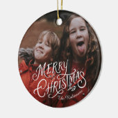 Feestelijke nostalgie Vrolijk Kerstfeest Keramisch Ornament (Links)