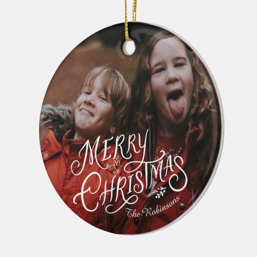 Feestelijke nostalgie Vrolijk Kerstfeest Keramisch Ornament (Links)