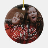 Feestelijke nostalgie Vrolijk Kerstfeest Keramisch Ornament (Achterkant)