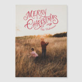 Feestelijke nostalgie Vrolijke Kerstmis Foto Magne Magnetische Uitnodiging (Voorkant)