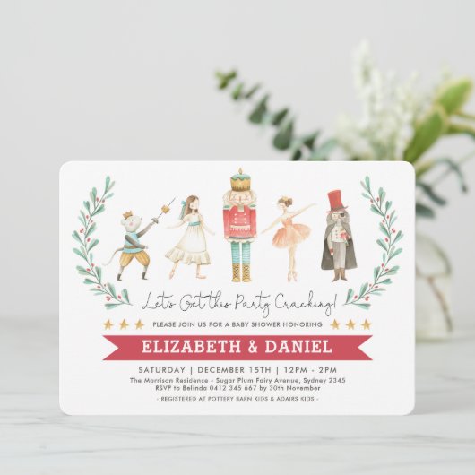 Feestelijke Notenkraker Baby shower Kerstvakantie Kaart (Staand voorkant)