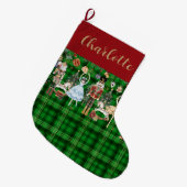 Feestelijke  Notenkraker Ballet Green Plaid Grote Kerstsok (Voorkant (Hangend))