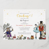 Feestelijke Notenkraker Ballet Kerstfeest Party Wi Folie Uitnodiging (Voorkant)