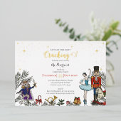Feestelijke Notenkraker Ballet Kerstfeest Party Wi Folie Uitnodiging (Staand Voorkant)