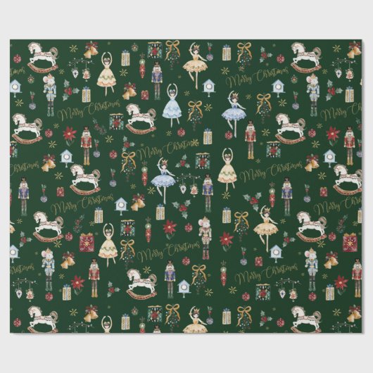 Feestelijke  Notenkraker Ballet Vrolijk Kerstfeest Cadeaupapier (Vlak)