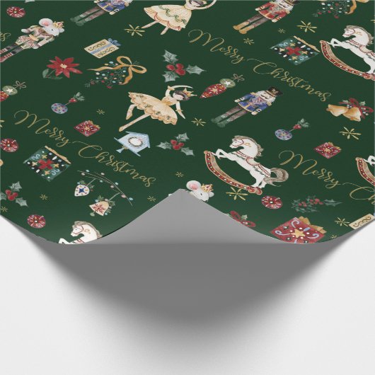 Feestelijke  Notenkraker Ballet Vrolijk Kerstfeest Cadeaupapier (Hoek)