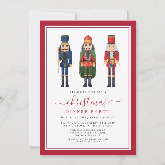 Feestelijke Notenkraker Kerstdiner Party Kaart (Voorkant)