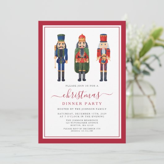 Feestelijke Notenkraker Kerstdiner Party Kaart (Staand voorkant)