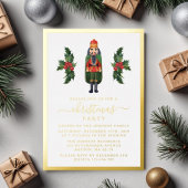 Feestelijke Notenkraker Kerstfeest Goud Folie Uitnodiging