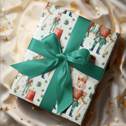 Feestelijke Notenkraker & Kerstgroen Cadeaupapier