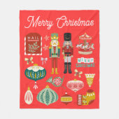 Feestelijke Notenkraker patroon Kerst Rood Fleece Deken (Voorkant)
