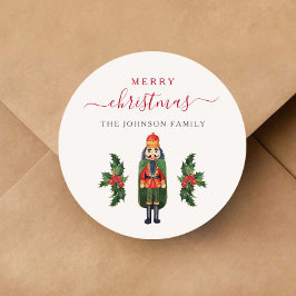 Feestelijke Notenkraker Prettig Kerstfeest Ronde Sticker