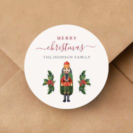 Feestelijke Notenkraker Prettig Kerstfeest Ronde Sticker