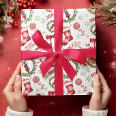 Feestelijke Notenkraker & Rode strik Kerstvakantie Cadeaupapier