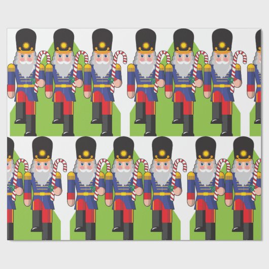 Feestelijke Notenkraker Soldiers met Candy Canes Cadeaupapier (Vlak)